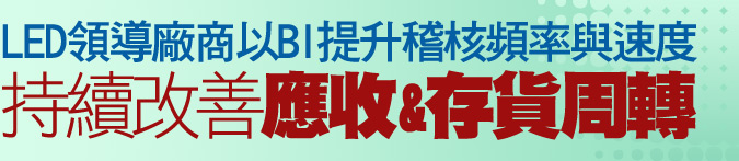 LED領導廠商以BI提升資訊可見度與稽核頻率，應收與存貨周轉，
持續改善，效果顯著
