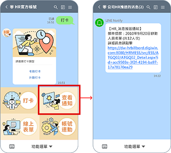 點開LINE即可確認昨天與今天的打卡狀態